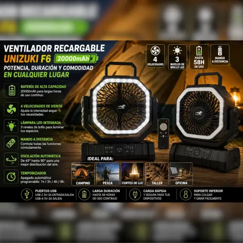 Ventilador Recargable Unizuki F6 20000mAh's photo #2